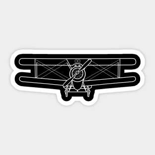 Vintage Sopwith Camel WW1 biplane fighter aircraft outline graphic (white) Sticker